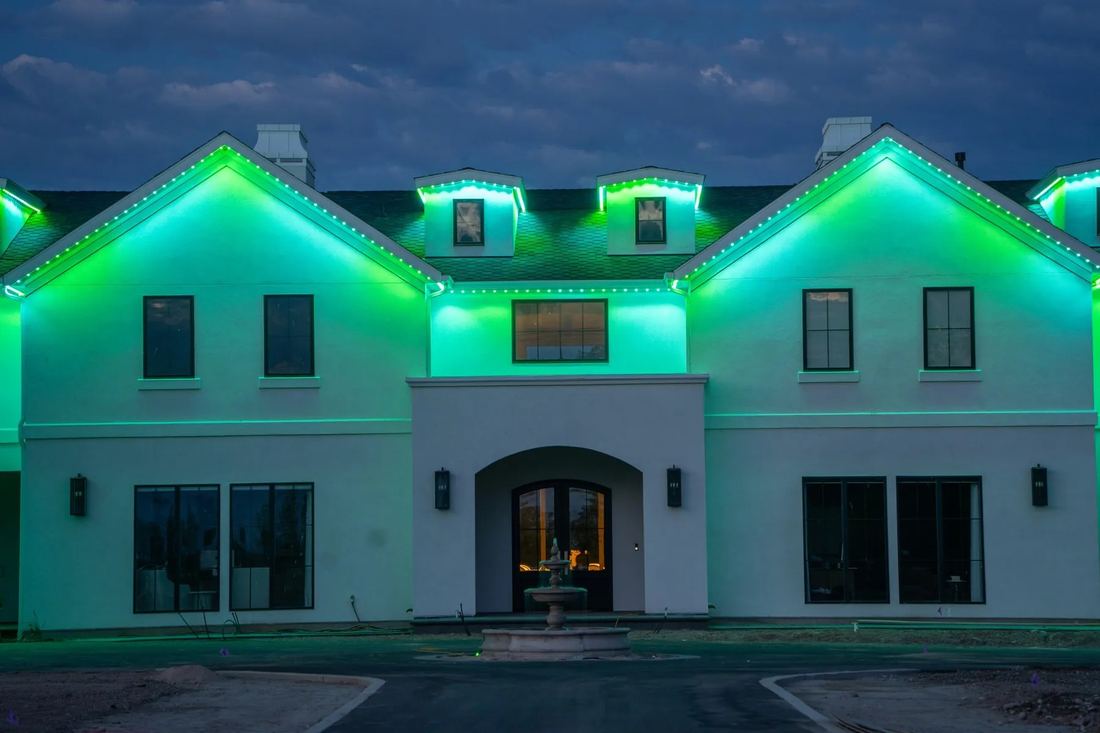 Estate lit in green